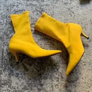 Zara yellow sock booties